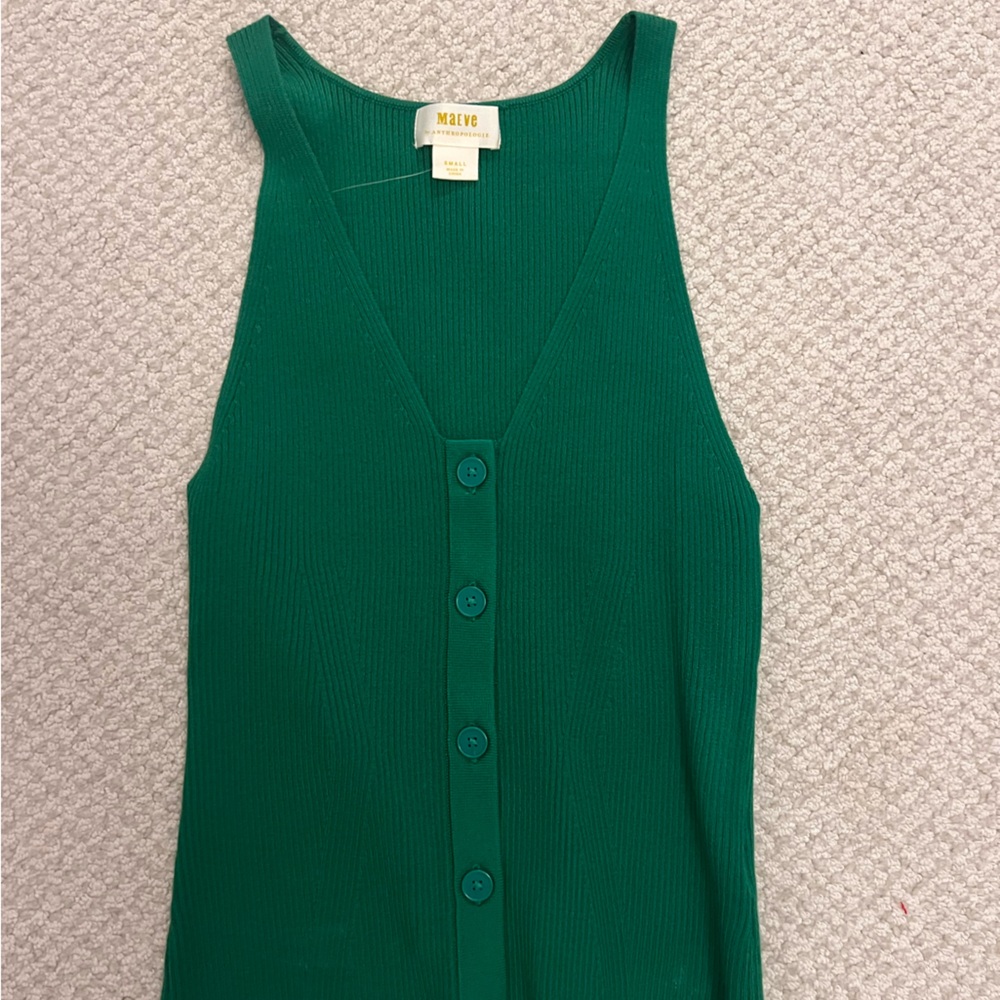 Maeve green buttoned sweater vest top